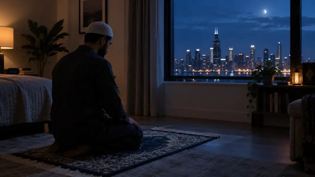Muslim praying during the last third of the night