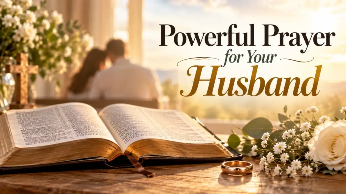Powerful prayer for your husband with Bible and wedding ring