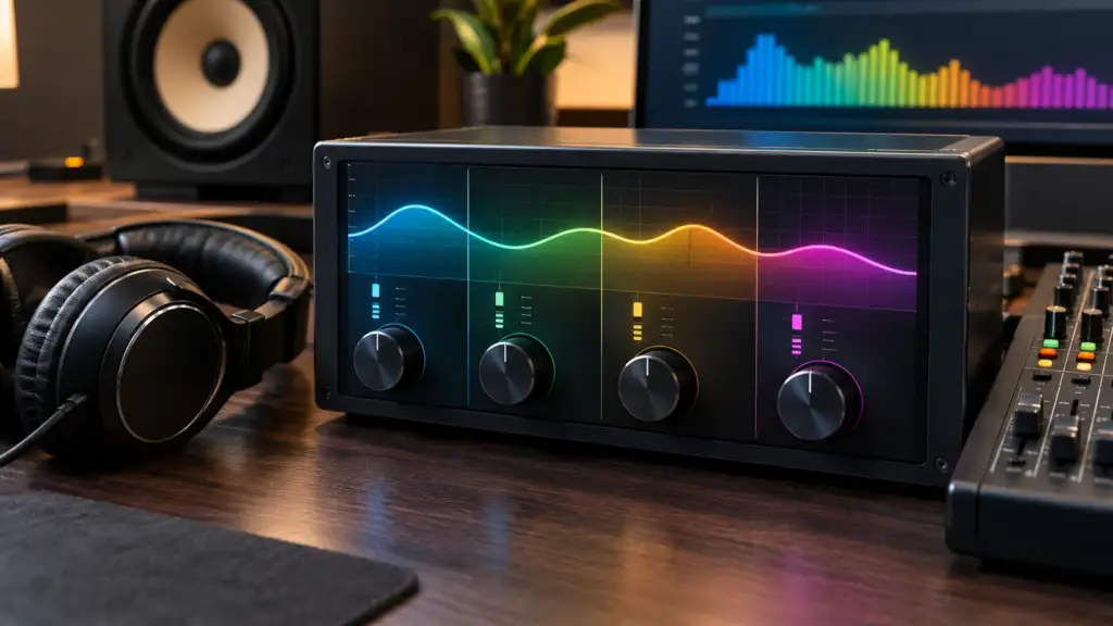 Quad EQ showing four frequency control bands for audio