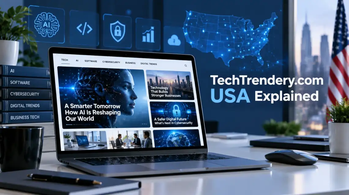 TechTrendery.com USA explained with AI, software, cybersecurity, digital trends, and business technology visuals for U.S. readers.