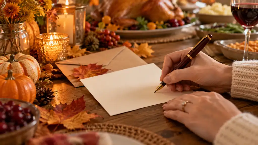 Thanksgiving card and holiday message writing