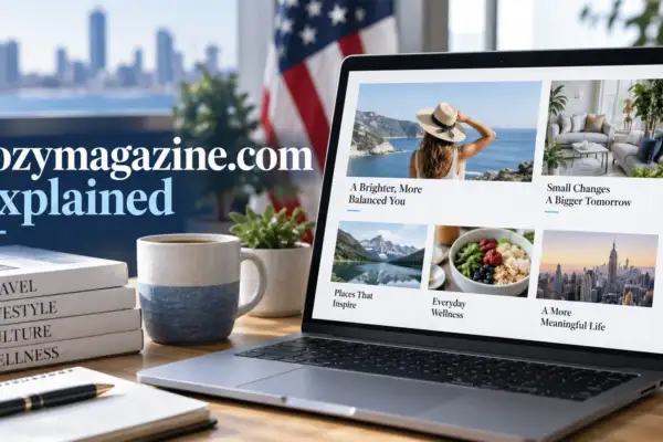 Tozymagazine.com explained with an online magazine displayed on a laptop for U.S. readers.