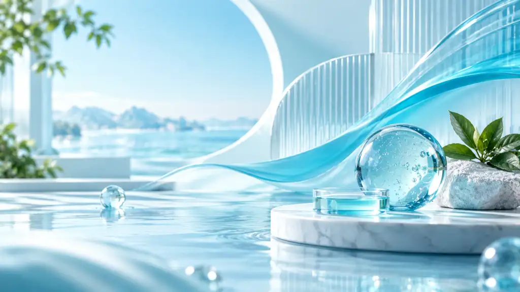 Modern cyan and white abstract visual representing the concept of Cyanová